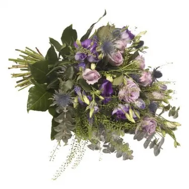 Rouwboeket blauw paars voor 39,50